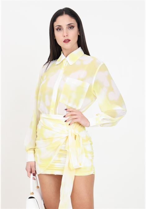 Yellow white tie-dye effect women's shirt GLAMOROUS | NW0079YELLOW PRINT CHIFFON